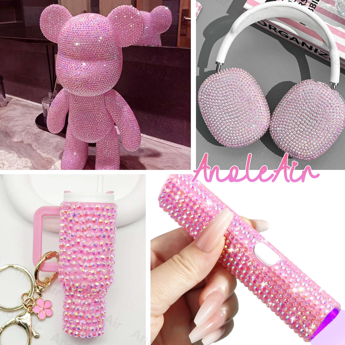 AnoleAir rhinestones next to ruler showing 2–6mm size comparison