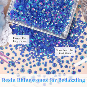 AnoleAir tweezers and pickup pencil placing rhinestone for precise application