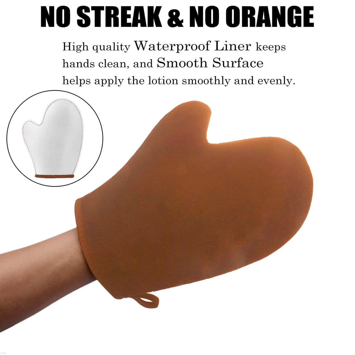 ANSPHIE mitt in use applying self tan on arm for streak-free finish