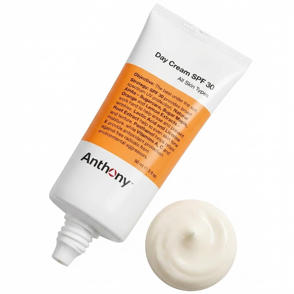 Anthony bottle on bathroom counter next to razor for morning routine efficiency