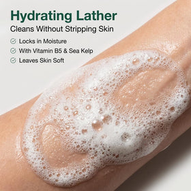 Anthony foam texture on hand demonstrating lathering and gentle cleansing benefit
