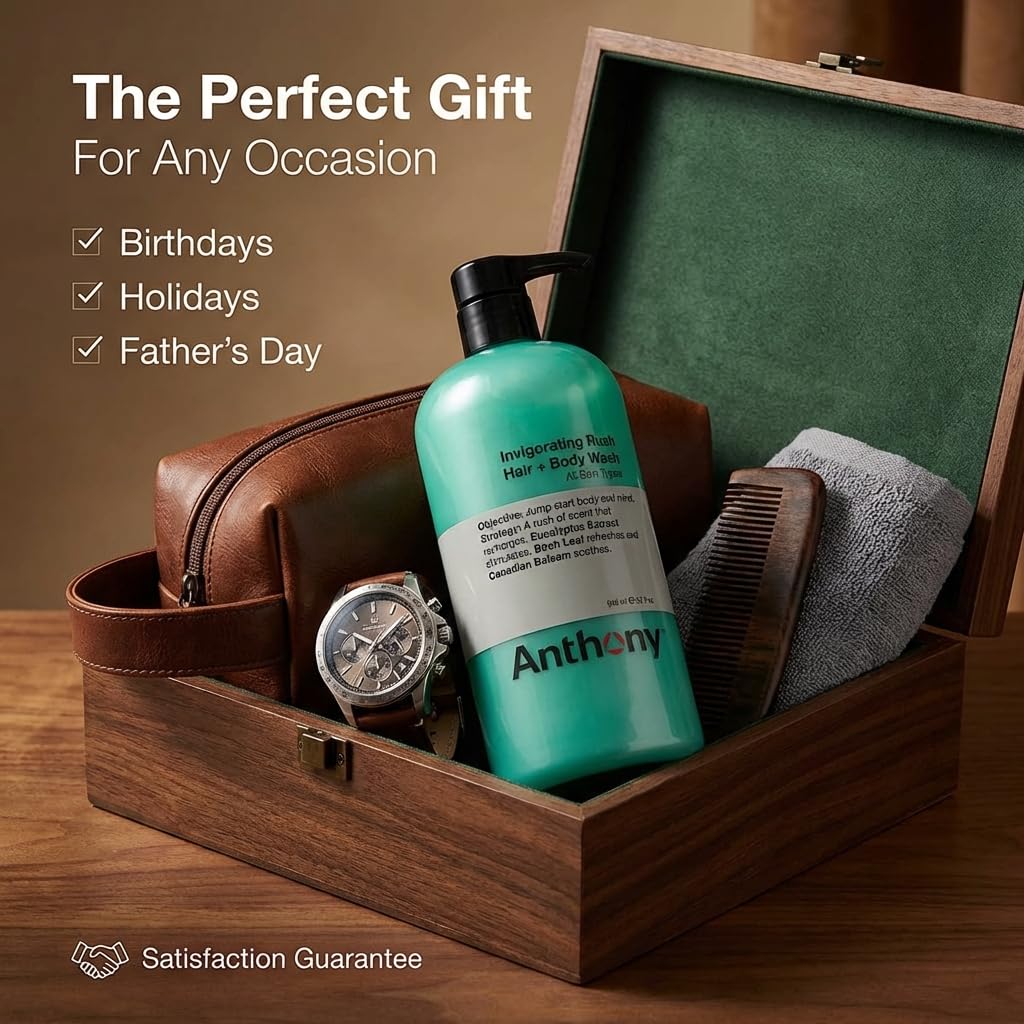 Anthony lifestyle bathroom shelf staged to show premium grooming and everyday-use benefit