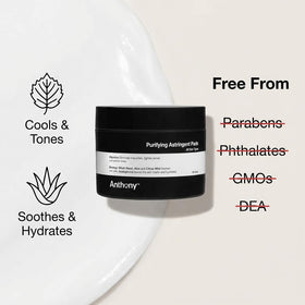 Anthony ingredients label detail highlighting witch hazel and aloe
