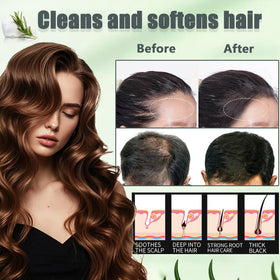 Anweina person using bar in shower massaging scalp for renewed scalp clarity benefit