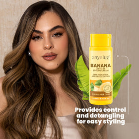 ANYELUZ ingredient label showing banana and nourishing oil blend