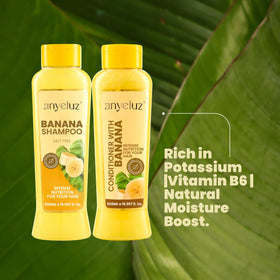 ANYELUZ bottle label detail showing banana extract and clean ingredients