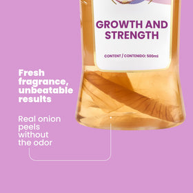 ANYELUZ label close-up highlighting onion extract and paraben-free benefits