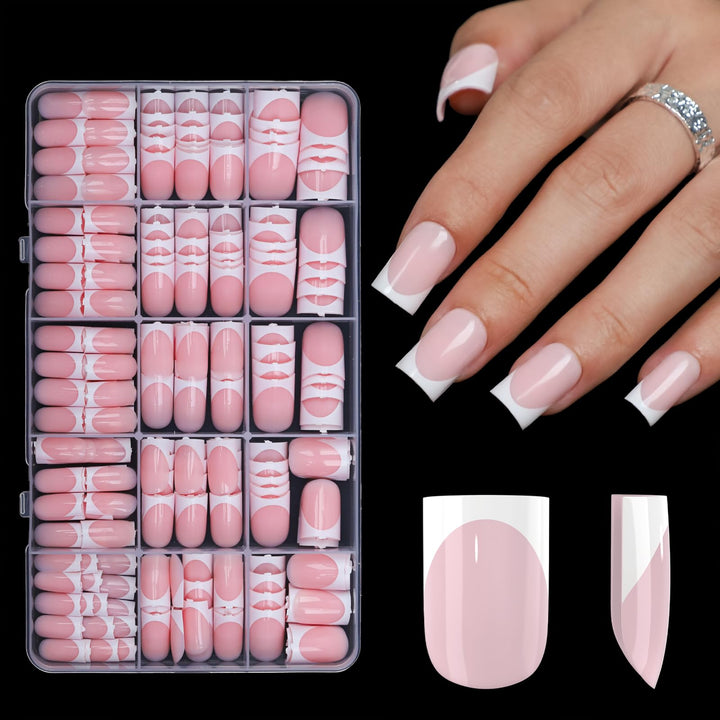 Anyos front packaging showing 300 sharp square French tip nails and easy application