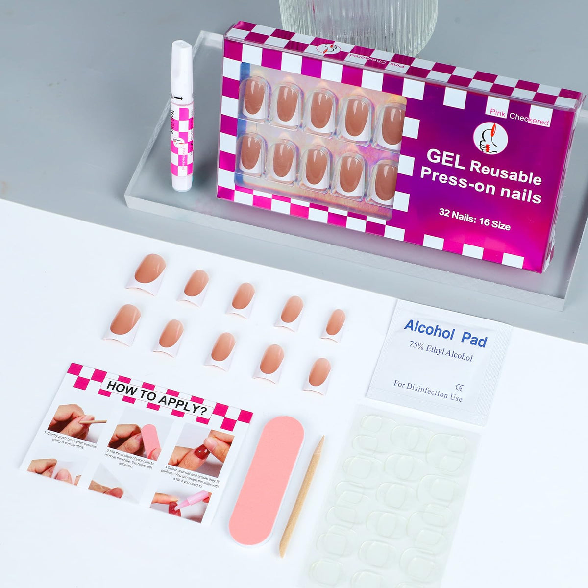 Anyos kit contents with glue, tabs, files, and pads for complete prep benefit