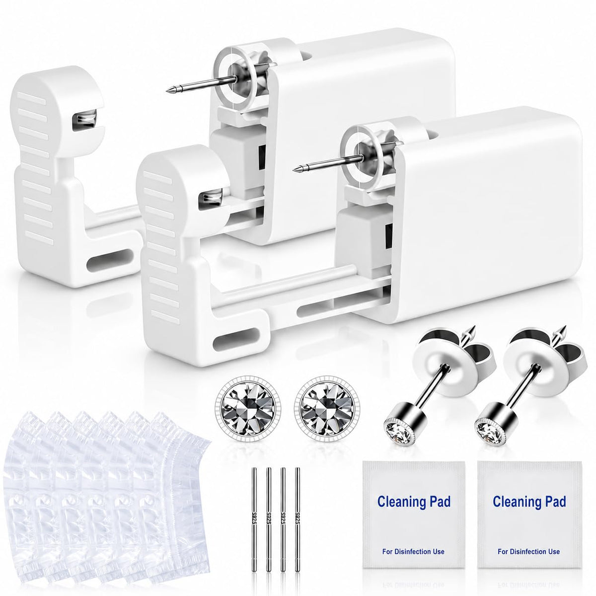 Anzero front packaging showing sterile single-use kit and contents for safe home piercing
