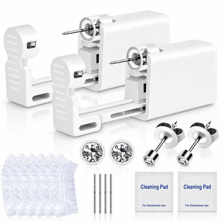 Anzero front packaging showing sterile single-use kit and contents for safe home piercing