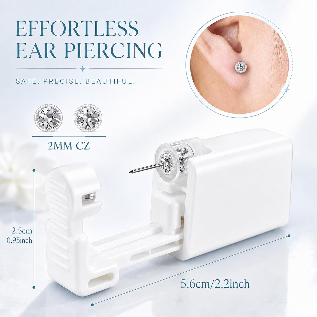Anzero waterproof ear cover close-up protecting fresh piercings from moisture
