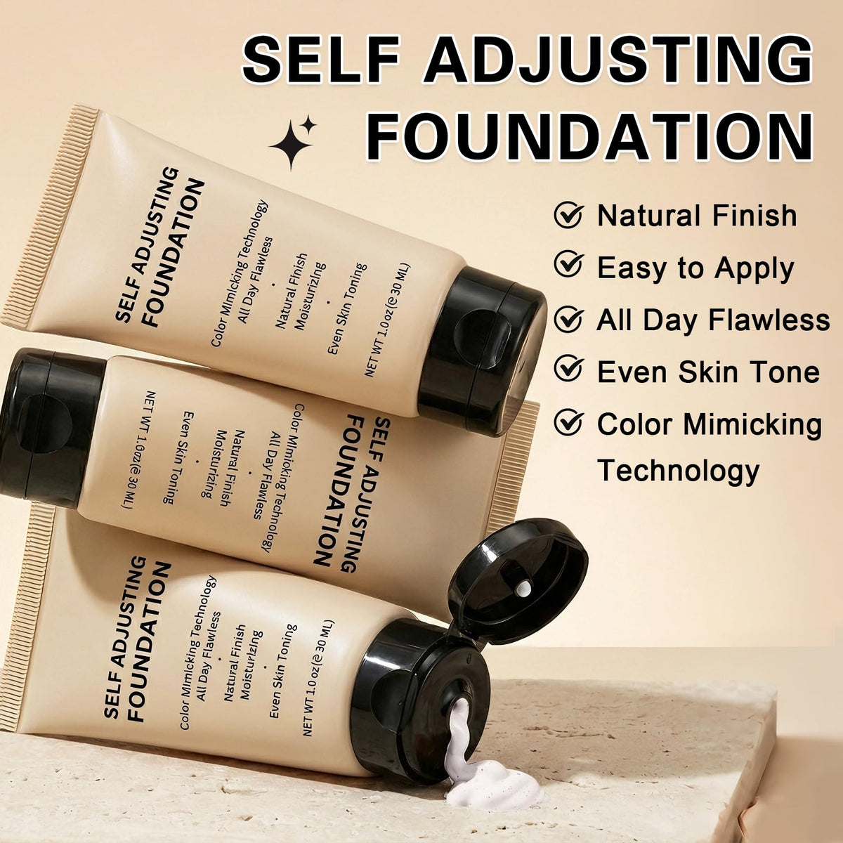AOAZXBB brush applying foundation to cheek, offers even blending benefit