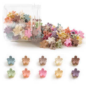 AOENJIE front packaging of 100 mini flower clips showing colorful variety and value