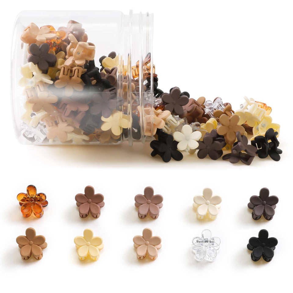 AOENJIE front packaging showing 100 mini flower clips, easy organization benefit
