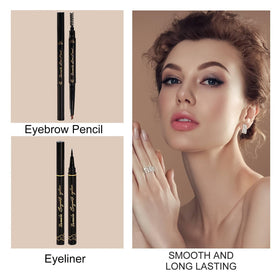 AOLIKOKO mascara and eyeliner shown in use for defined lashes