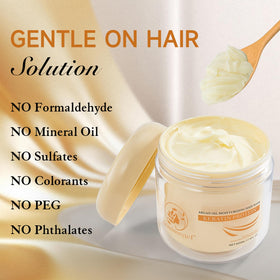 Aomimegel being applied to damp hair demonstrating repair and frizz control benefit