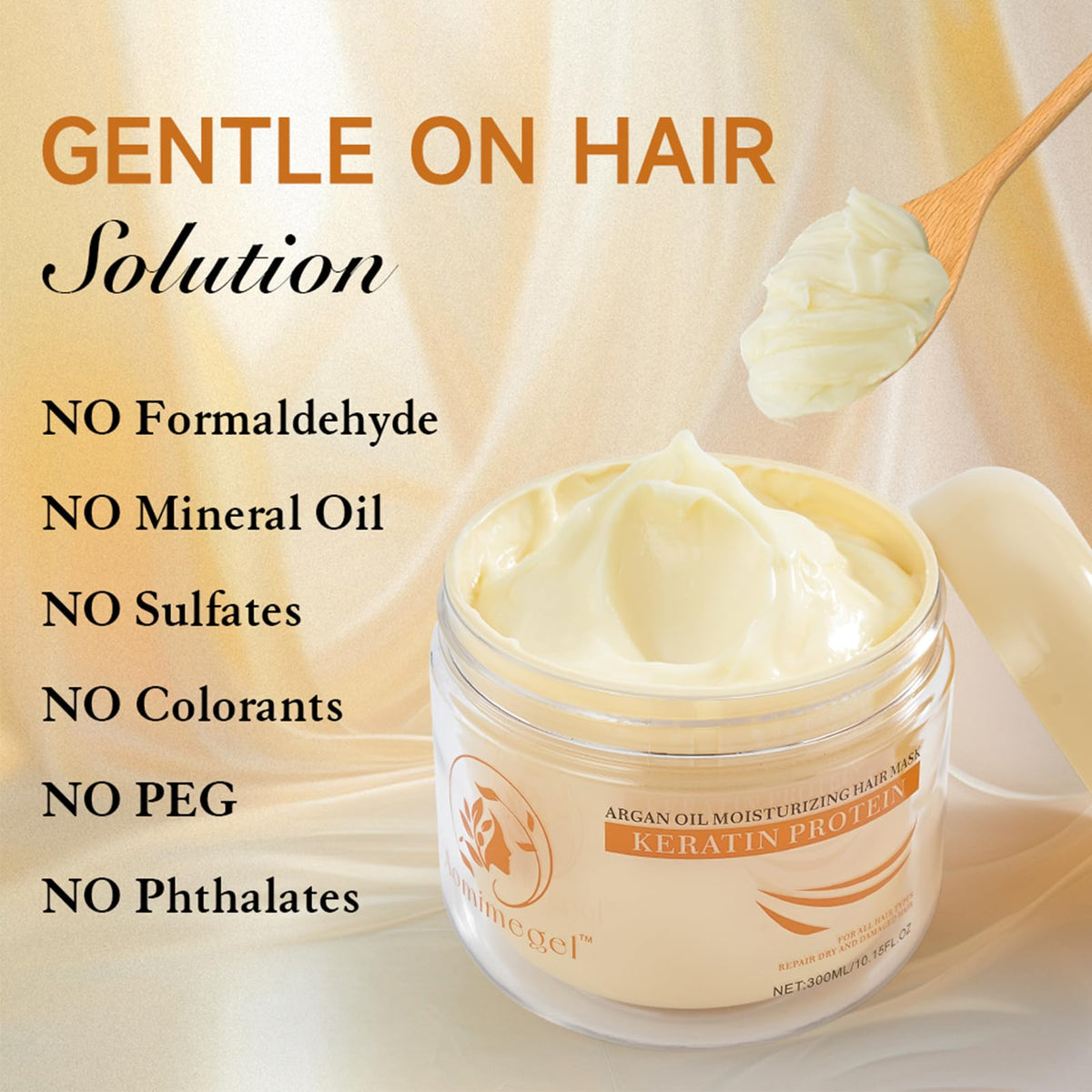 Aomimegel application on damp hair demonstrating how to distribute for mid-length repair