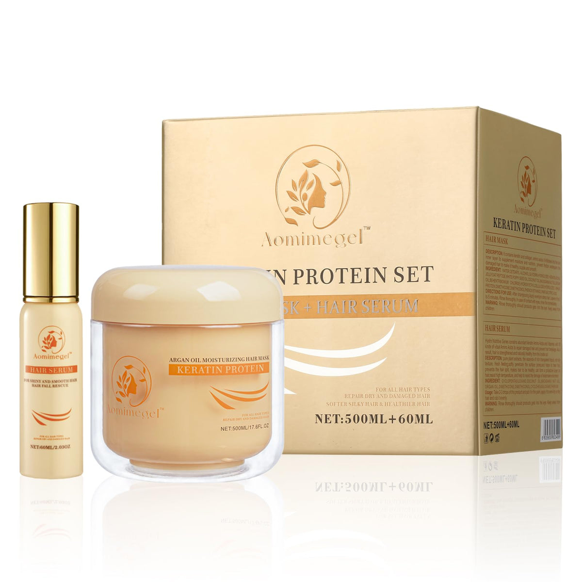 Aomimegel front packaging showing full-size set and benefits
