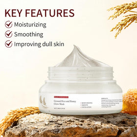 AOPEIBOTO powder texture close-up highlighting fine rice and gentle exfoliant feel
