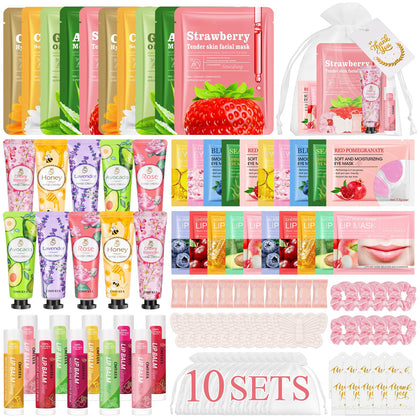 Aottom front packaging showing complete 100-piece spa favor assortment and presentation