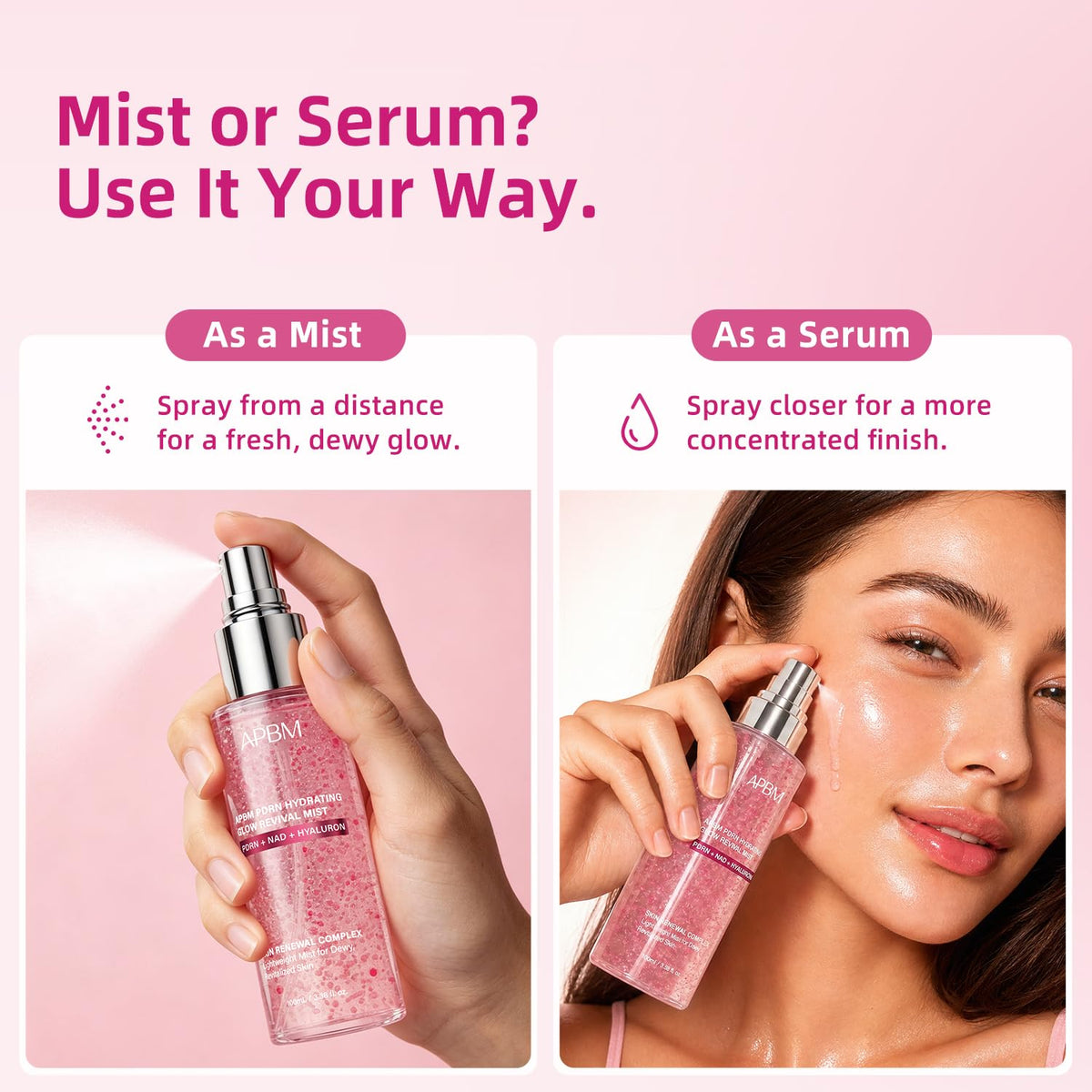 APBM styled on bathroom shelf suggesting daily routine compatibility