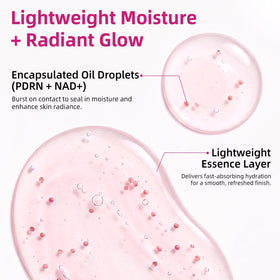 APBM texture drops on skin demonstrating quick absorbency and glow
