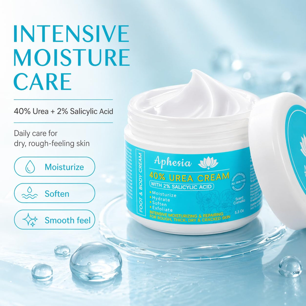 Aphesia cream texture closeup demonstrating non-greasy fast-absorbing formula