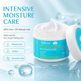 Aphesia cream texture closeup demonstrating non-greasy fast-absorbing formula