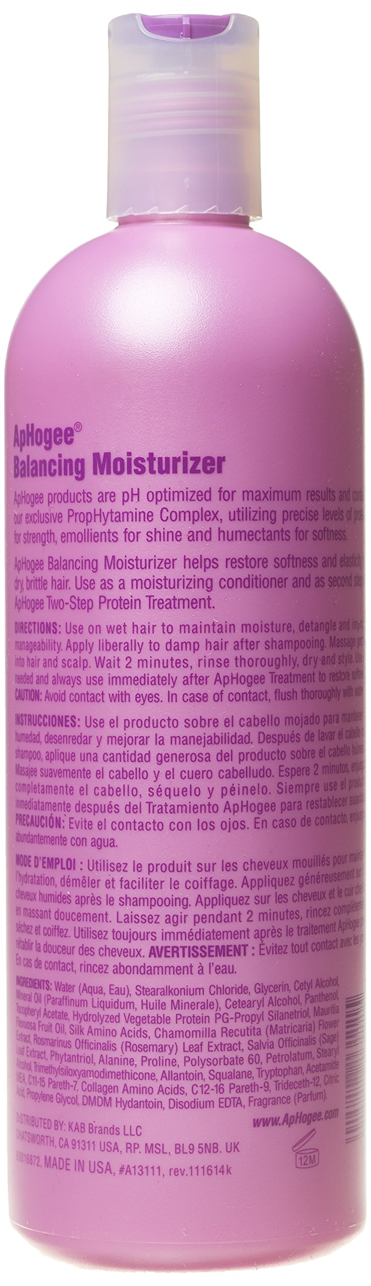 Aphogee Balancing Moisturizer texture in hand demonstrating lightweight slip for detangling