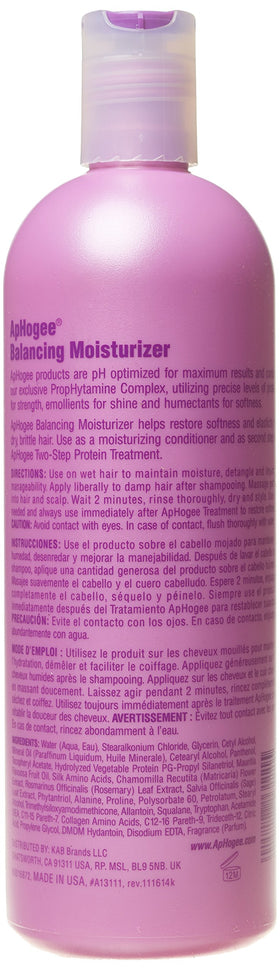 Aphogee Balancing Moisturizer texture in hand demonstrating lightweight slip for detangling