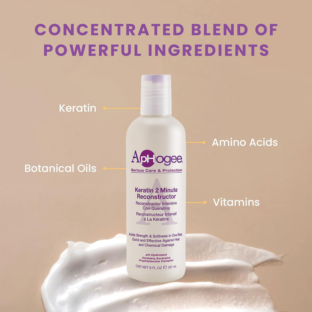 Aphogee being applied to a hair strand demonstrating easier detangling benefit