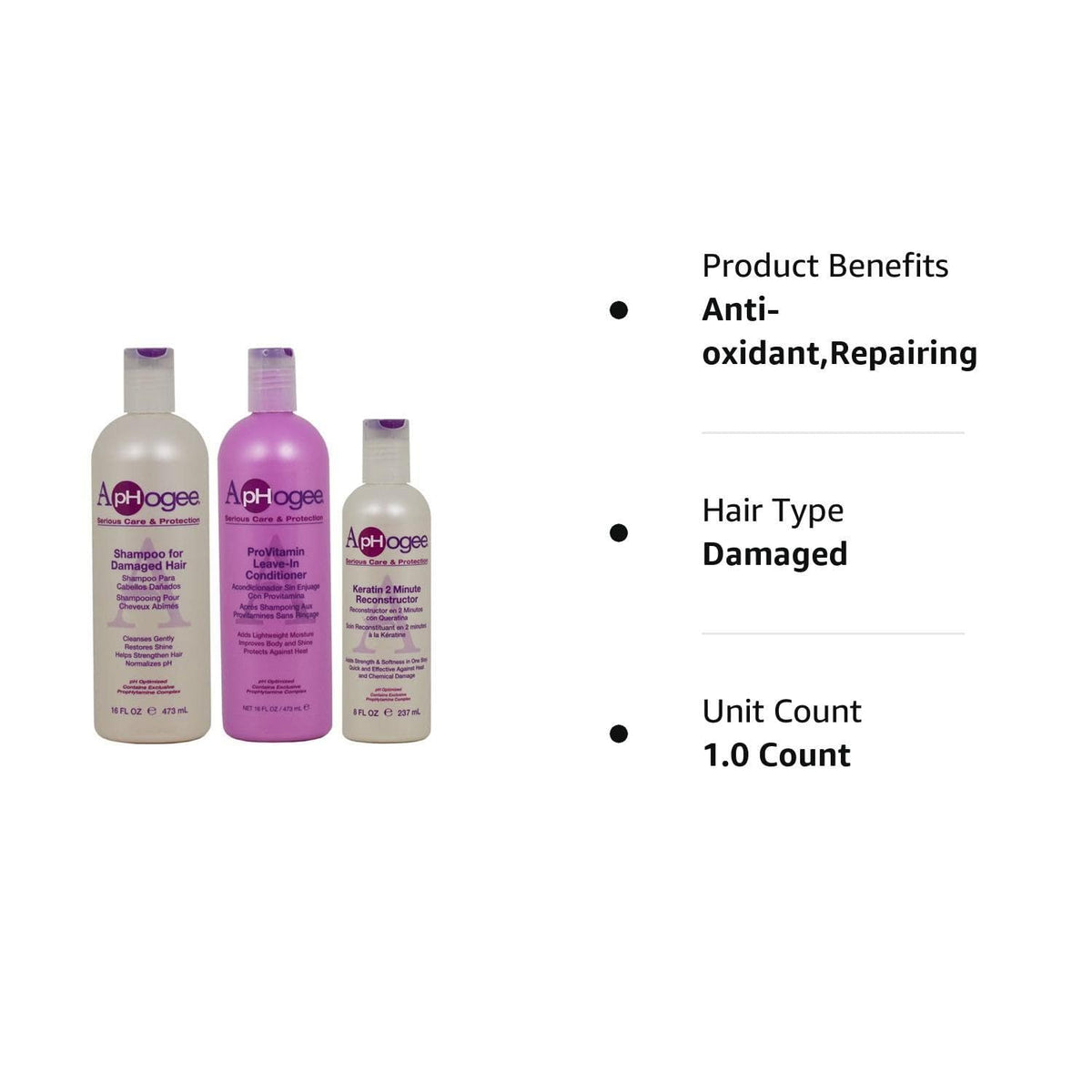 Aphogee Keratin 2 Minute Reconstructor applied to wet hair, shows deep-strengthening benefit