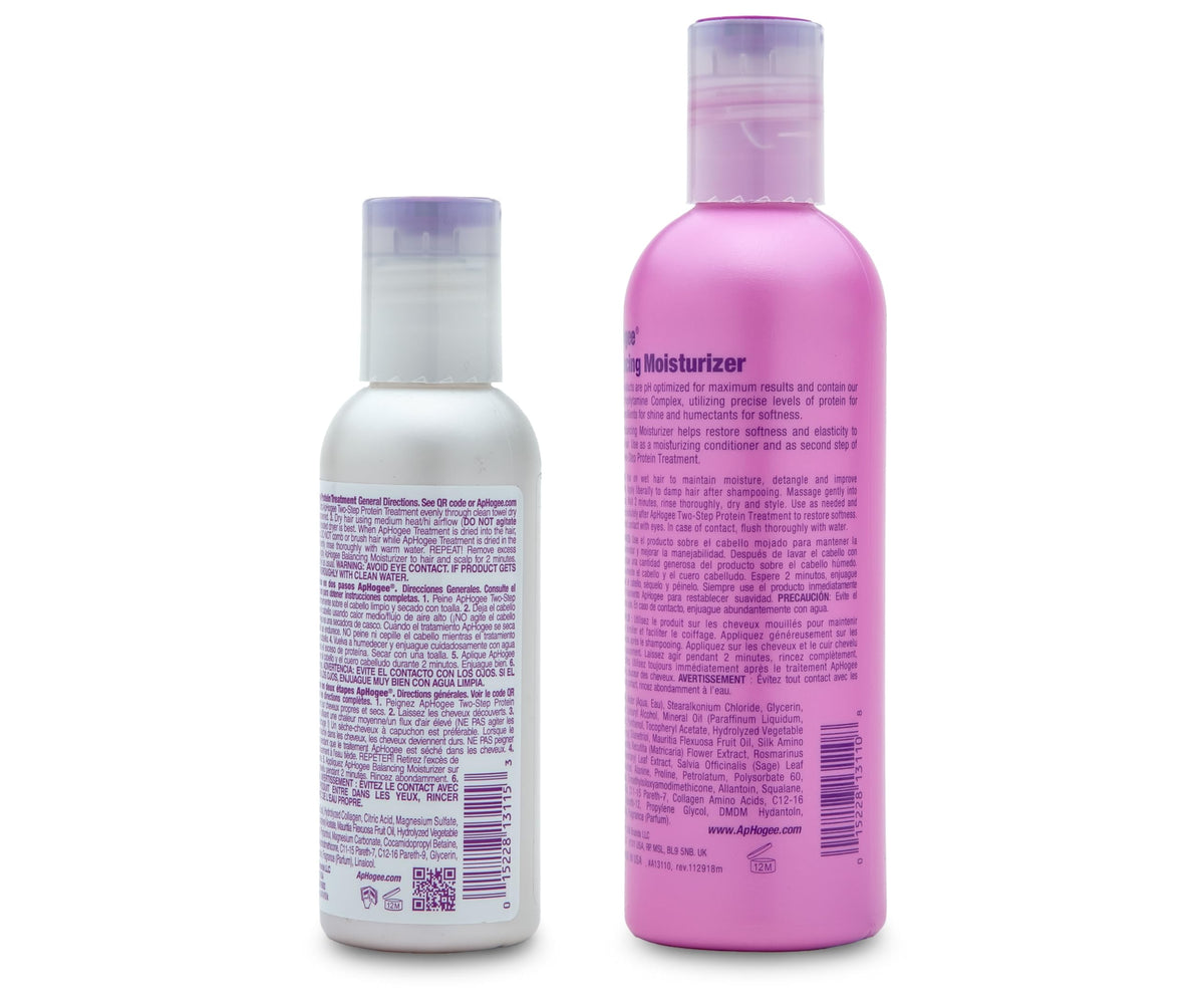 Aphogee on bathroom shelf staged with towels for routine-friendly salon performance