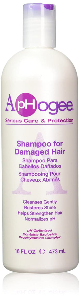 Aphogee shampoo for damaged hair front bottle showing label and size benefit