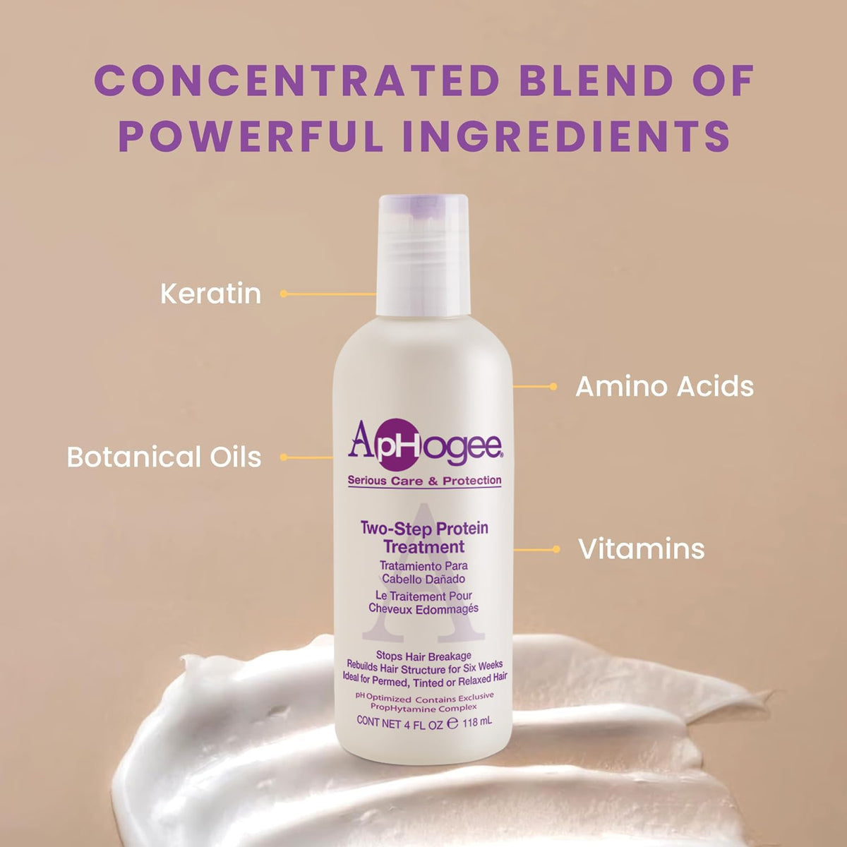 Aphogee treatment applied to hair strand demonstrating targeted repair and control