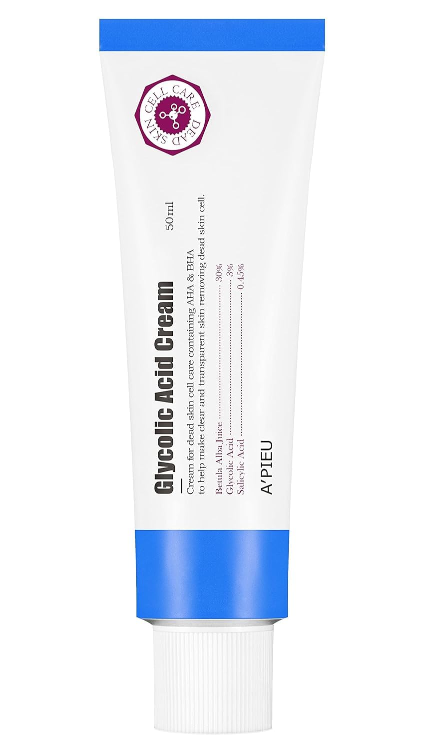 A'PIEU front packaging showing product size and smooth design for easy identification