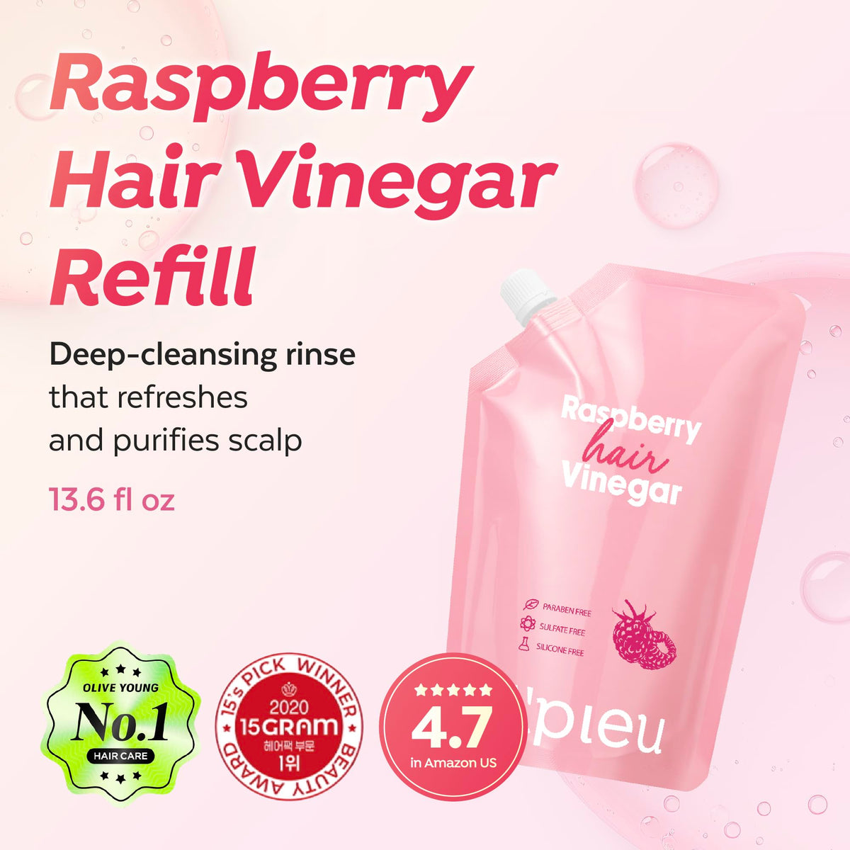 A'PIEU refill pouch back label detailing ingredients and usage benefits