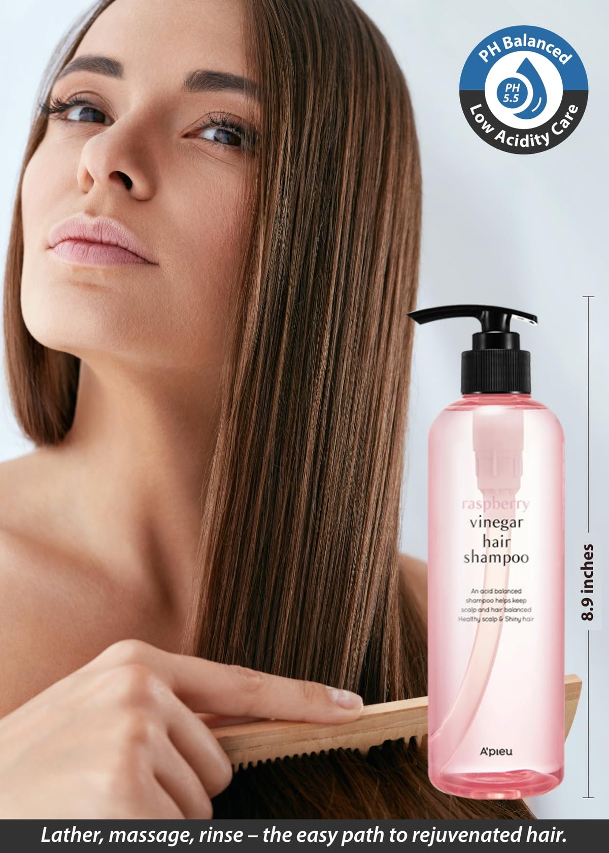 A'PIEU before and after hair photo showing smoother, shinier results
