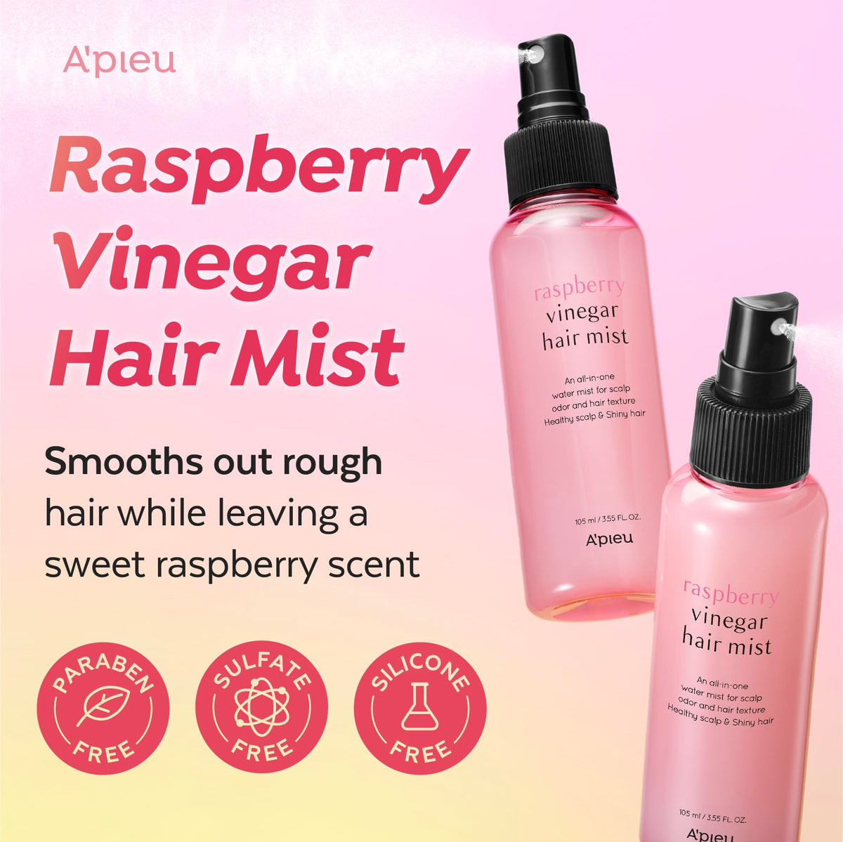 A'PIEU mist spraying from nozzle for fast, even coverage and refresh