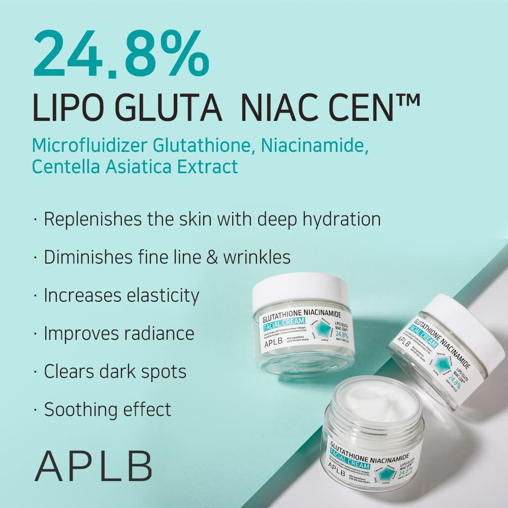 APLB product label detail highlighting glutathione and niacinamide concentrations