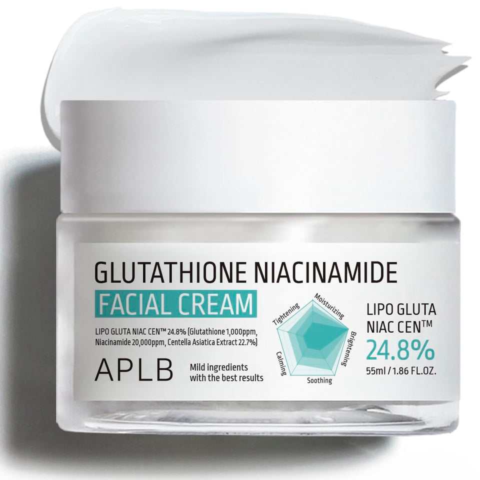 APLB jar front view showing LIPO GLUTA NIAC CEN cream and clear benefits