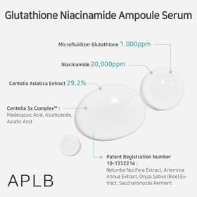 APLB ingredient label listing glutathione niacinamide centella for transparency