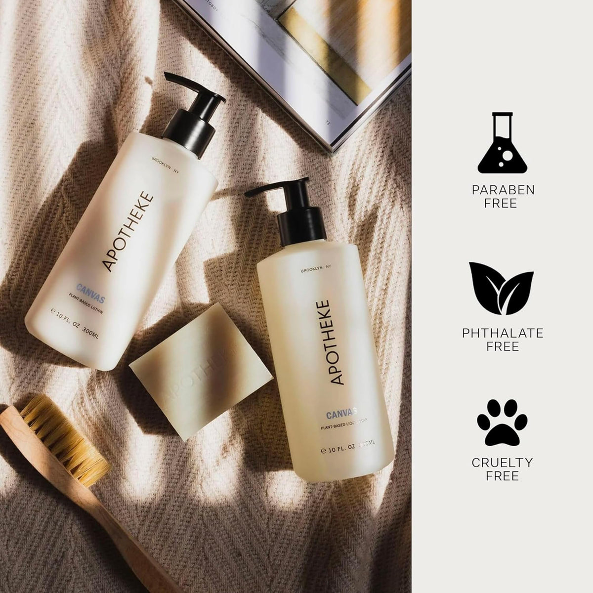 APOTHEKE Canvas on bathroom counter lifestyle scene adds subtle fragrance ambience
