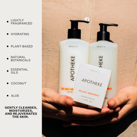 APOTHEKE lather texture on palm illustrating gentle, hydrating foam