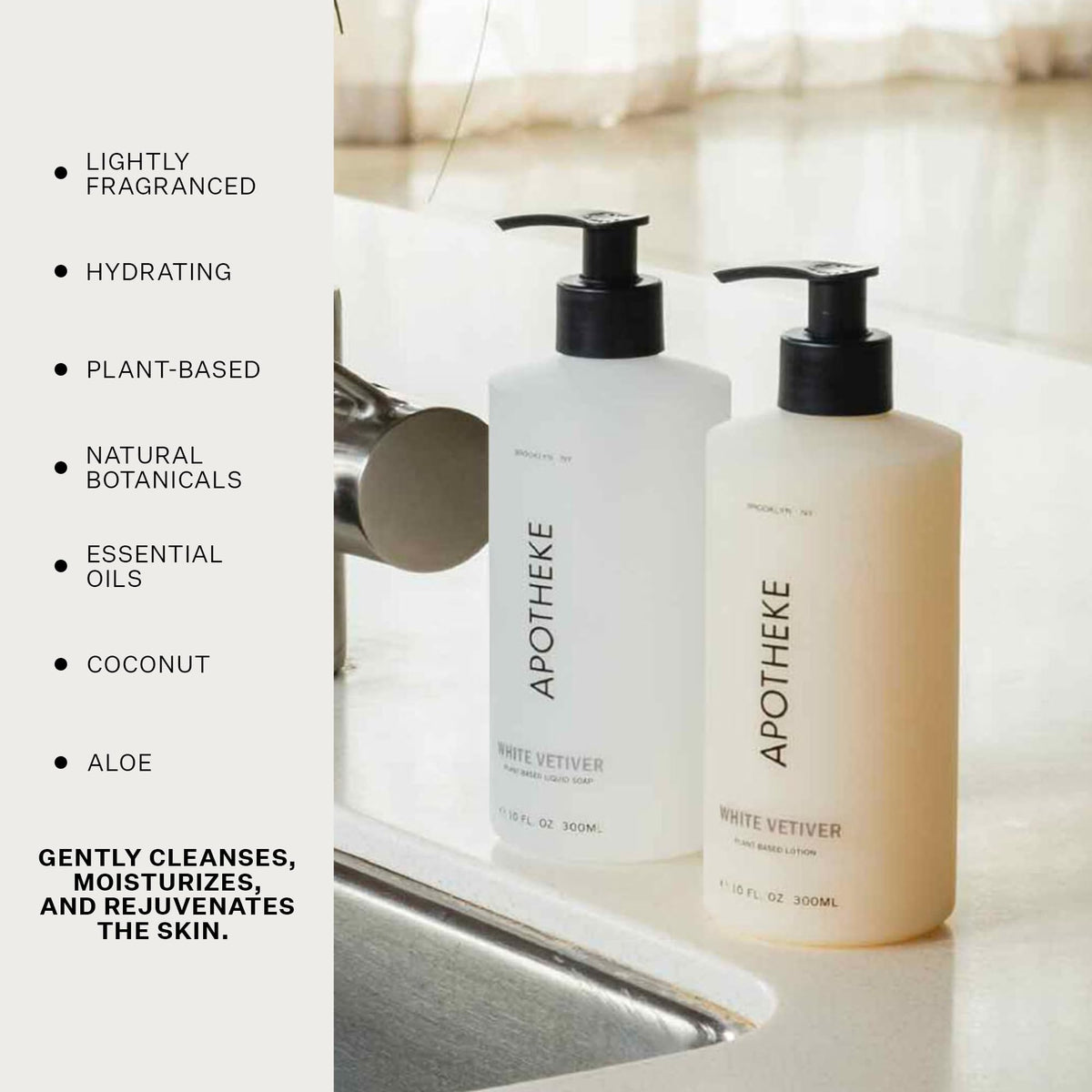 APOTHEKE rich foam lather in hand illustrating gentle moisturizing cleanse benefit