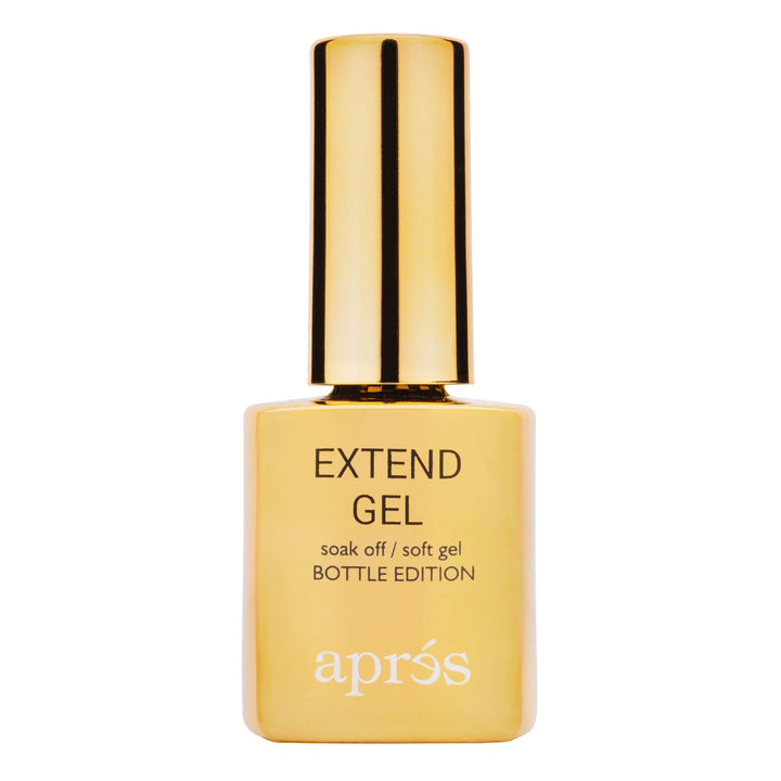 APRÉS gold bottle front packaging showing professional gel adhesive benefits