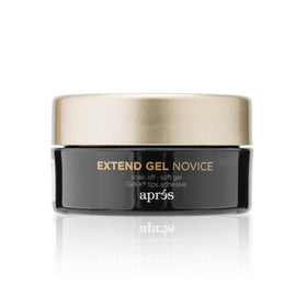 APRÉS jar front view showing Extend Gel Novice and clear labeling for easy selection