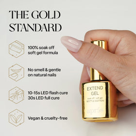 APRÉS side view gold bottle highlighting ergonomic design for salon speed