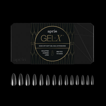 APRÉS box front showing 280 Gel-X almond tips and product benefit